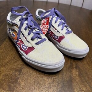 Vans Old Skool Sparkle Flame Rainbow Sneakers 721278  Kids 7 Womens 8.5 NEW